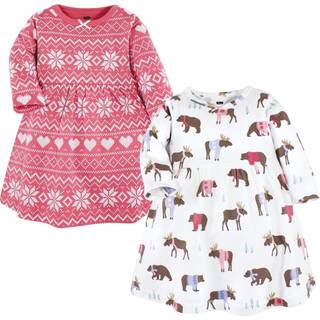 Hudson Baby Girls 'Cotton Dresses Pink Moose Bear 0-3 måneder