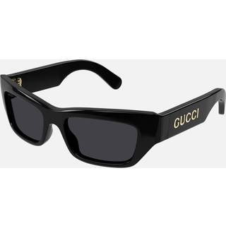 Gucci Mand GG1296S 001 Solbriller Acetat Sort Grå Cat Eye Normal