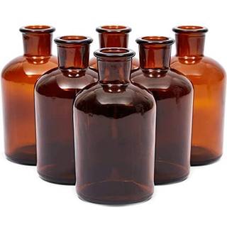 Farmlyn Creek 6 Pack Small Glass Vases til midtstykker Amber 7,5 Oz Forplantningskrukker til blomster Table Centerpieces Apothecary Home Decor (2
