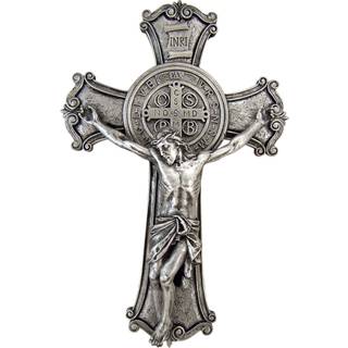 Roman Joseph Studio 10,25 tommer h?j st Benedict Silver Crucifix