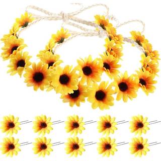 10 stykker solsikke h?rklip blomster h?rklip med 2 stykker solsikke krans hippie pandeb?nd solsikke h?rn?le til kvinder bryllupsh?r tilbeh?r