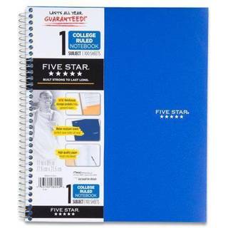 Femstjernet spiral notebook 1-emne 100 college-styrede ark 11 x 8,5 tommer ark st?rrelse bl? (72565)