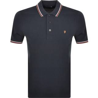 Farah Vintage Alvin Tipped Polo T Shirt Navy