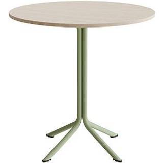 Bord Atlas 1133 Ø900x900mm, Hvidpigmenteret eg med grønt understel