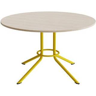 Bord Atlas 1133 Ø1200x720mm, Hvidpigmenteret eg med gult understel