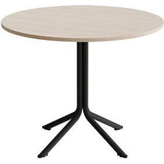 Bord Atlas 1133 Ø900x720mm, Hvidpigmenteret eg med sortoliven understel