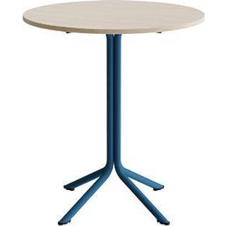 Bord Atlas 1133 Ø800x900mm, Hvidpigmenteret eg med azurblåt understel