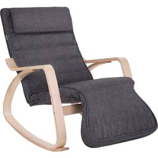 Songmics Rocking Stol med 5-vejs justerbar fodstøtte, lounger, mørkegrå