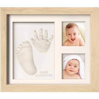 Babyh?nd og fodaftrykkit - Baby Footprint Kit - Baby B?rende - Babybrusegaver til mor - Baby -billedramme til Baby Registry Boys Girls (Ash Wood)