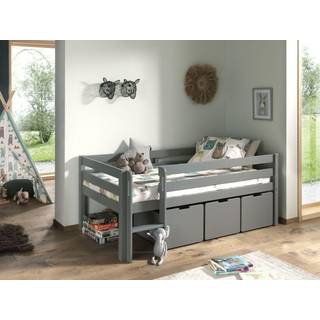 Halvhøj seng med skuffer – Pino, grå