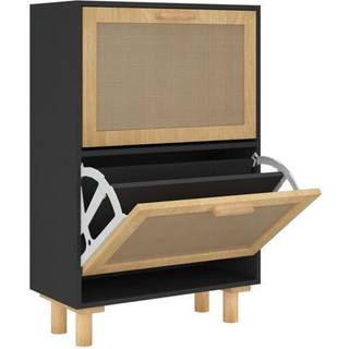skoskab 52x25x80 cm konstrueret træ og naturlig rattan