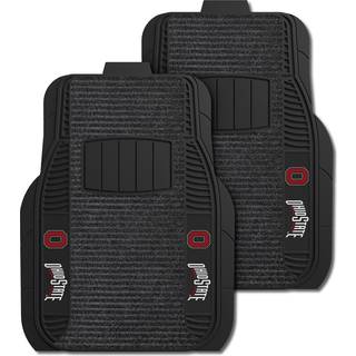 Fanmats 13496 Ohio State Buckeyes 2-delt Deluxe Car Mat Set Vinyl Trim og Colored Team Logo Dual Rib Charcoal Carpet Trimmable kanter 21 """" X 27
