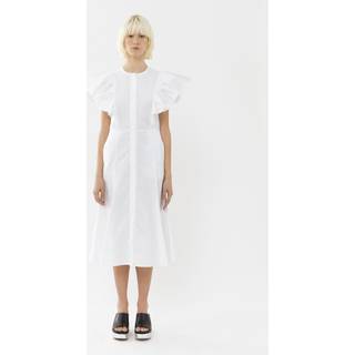 ChloÃ© Ruffle-trimed cotton midi dress - white - XXS