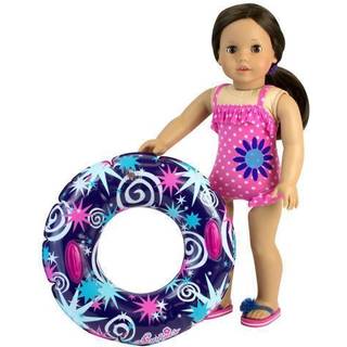 Sophia's 18 """" Doll Pink med hvide polka -prikker fl?ser badedragt og oppusteligt indre r?r