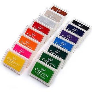 Lsushine Craft Ink Pad Stamps Partner DIY Color 15 Color Craft Ink Pad til Stamps Paper Wood Fabric (pakke med 15)
