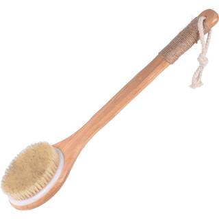 Chikoni t?r badekrop B?rste rygskrubber med anti-glide lang tr?h?ndtag Natural Bristles Body Massager Perfekt til eksfolierende detox og cellulit