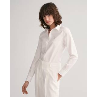 Ganttil kvinder. 4300141 Oxford Slim Fit Stretch-skjorte hvid (38), Bomuld, Lange ærmer