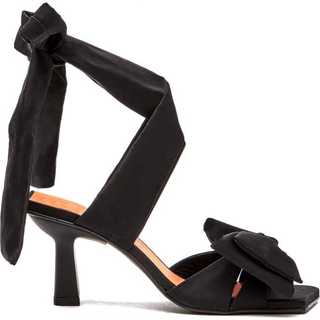Ganni Bow-trimmed lace-up sandals - black - EU 37