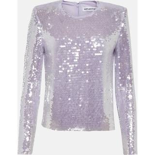 Self-Portrait Sequined cropped top - purple - XXXS