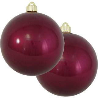 Jul af Krebs 6 """" (150 mm) Shiny Merlot Red [2 stykker] Ekstra store faste store store store store udendørs plastiske UV -kuglepynt hængende træd