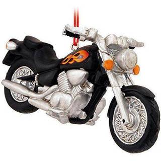 Sort motorcykel med flammer harpiks h?ngende julepynt