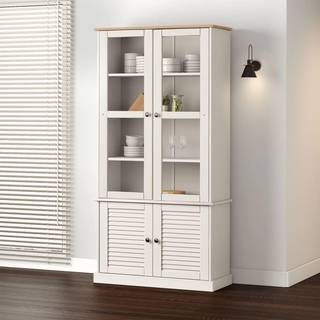 glasskab VIGO 85x35x170 cm massivt fyrretræ hvid