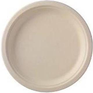 4 x Engangstallerkner bagasse Ø23cm beige 125 stk