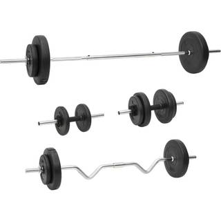 vægtstang og håndvægt med skiver 60 kg