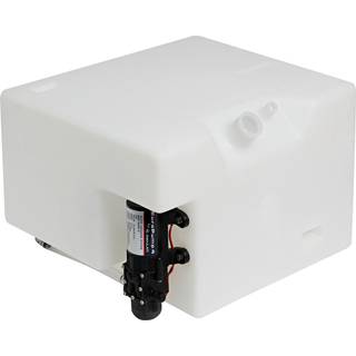 Vandtank, 32 liter, med trykvandspumpe (12 V), 400 x 260 x 340 mm, polypropylen, hvid