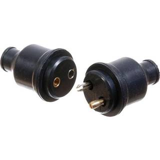 Ledningsstik, 2-polet han til 2-polet hun, 12 V, sort