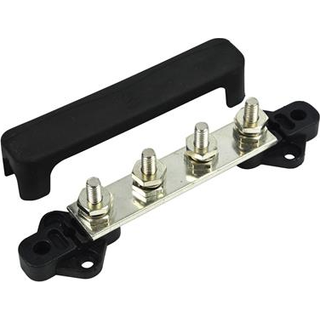 Klemrække BEP Marine Bus Bar 4-way, 4 x M6, 150 A, med låg