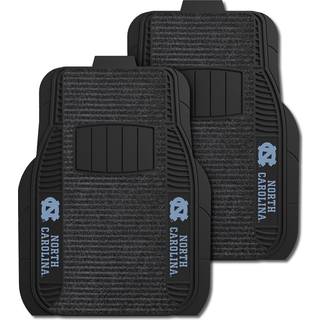 Fanmats 13814 North Carolina Tar Heels 2-delt Deluxe Car Mat Set Vinyl Trim og Colored Team Logo Dual Rib Charcoal Carpet Trimmable kanter