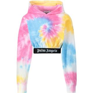 Palm Angels Kids Tie-dye cropped cotton hoodie - multicoloured - Y 4
