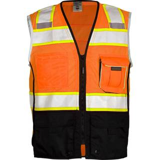 Kishigo unisex h?j synlighed reflekterende premium sort serie sort bundvest 1516 lynl?s lukning polyester ANSI 107 type R / klasse 2 konstruktion