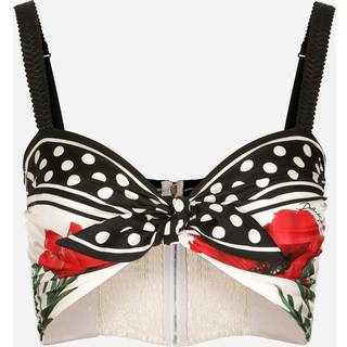 Dolce&Gabbana Printed tie-front silk bralette - multicoloured - XL+