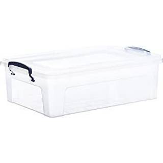 Superio 4 Qt Clear Plastic Storage Bins med låg og låse, der organiserer containere Stable plastiktote til husholdningsgarage skole og kontor lil