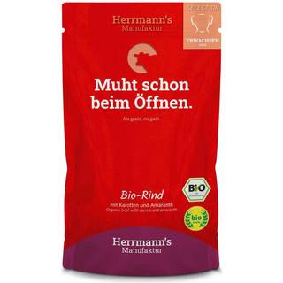 Herrmann's Manufaktur Selection Adult vådfoder til hunde med økologisk oksekød, gulerødder og amaranth 133.00 DKK/1 kg (15 x 150.0g)