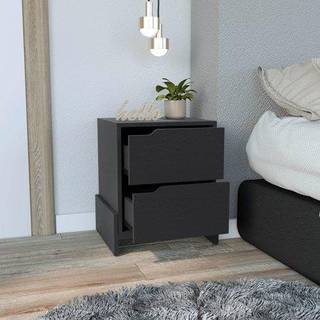 Tuhome Luss natbord Bedtbord med 2 -shauver -sort -bødrage
