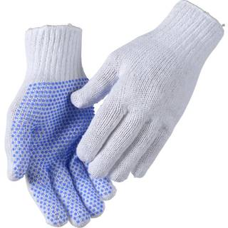 Polyesterhandske polyester/PVC med plastdotter str. 7 hvid