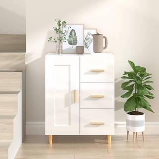 skænk 69,5x34x90 cm konstrueret træ hvid højglans