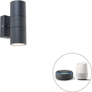 Smart udendørs væglampe mørkegrå IP44 inkl. 2 Wifi GU10 - Duo