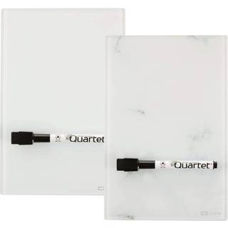 Quartet Glass Desktop Notepad 9 """" X 6 """" Whiteboard Dry Erase Surface Marble/White 2 Pack (GDP96)