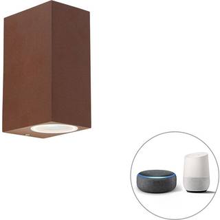 Smart væglampe rustbrun IP44 inkl. 2 Wifi GU10 - Baleno