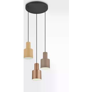 Pendellampe bronze med taupe og beige 3-lys - Ans