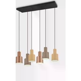 Pendellampe bronze med taupe og beige 6-lys - Ans