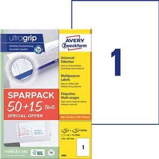 Avery 6603 Universaletiketter med ultragrip 210x297mm (65ark)
