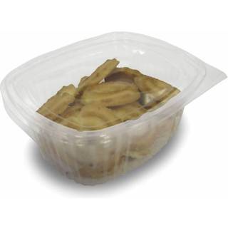 Plastbakke m/hængslet låg oval A-PET 750ml V00513P 300stk/ka