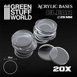 Acrylic Bases - Round 25mm x20 CLEAR