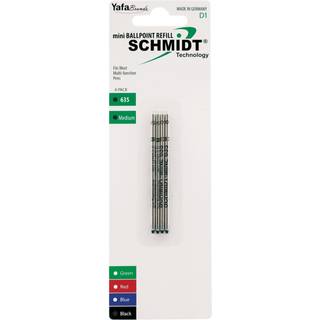 Schmidt 635 Mini D1 Ballpoint Refill Medium 4 Pack Black (SC58149)