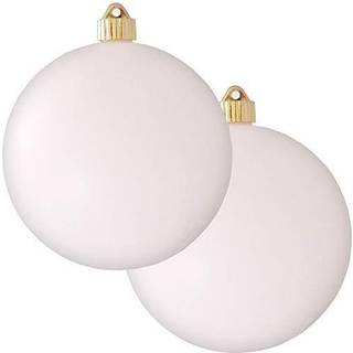 Jul af Krebs 6 """" (150 mm) Velvet Cloud White [2 stykker] Ekstra store faste store store store store udendørs plastik UV -kuglepynt hængende træd